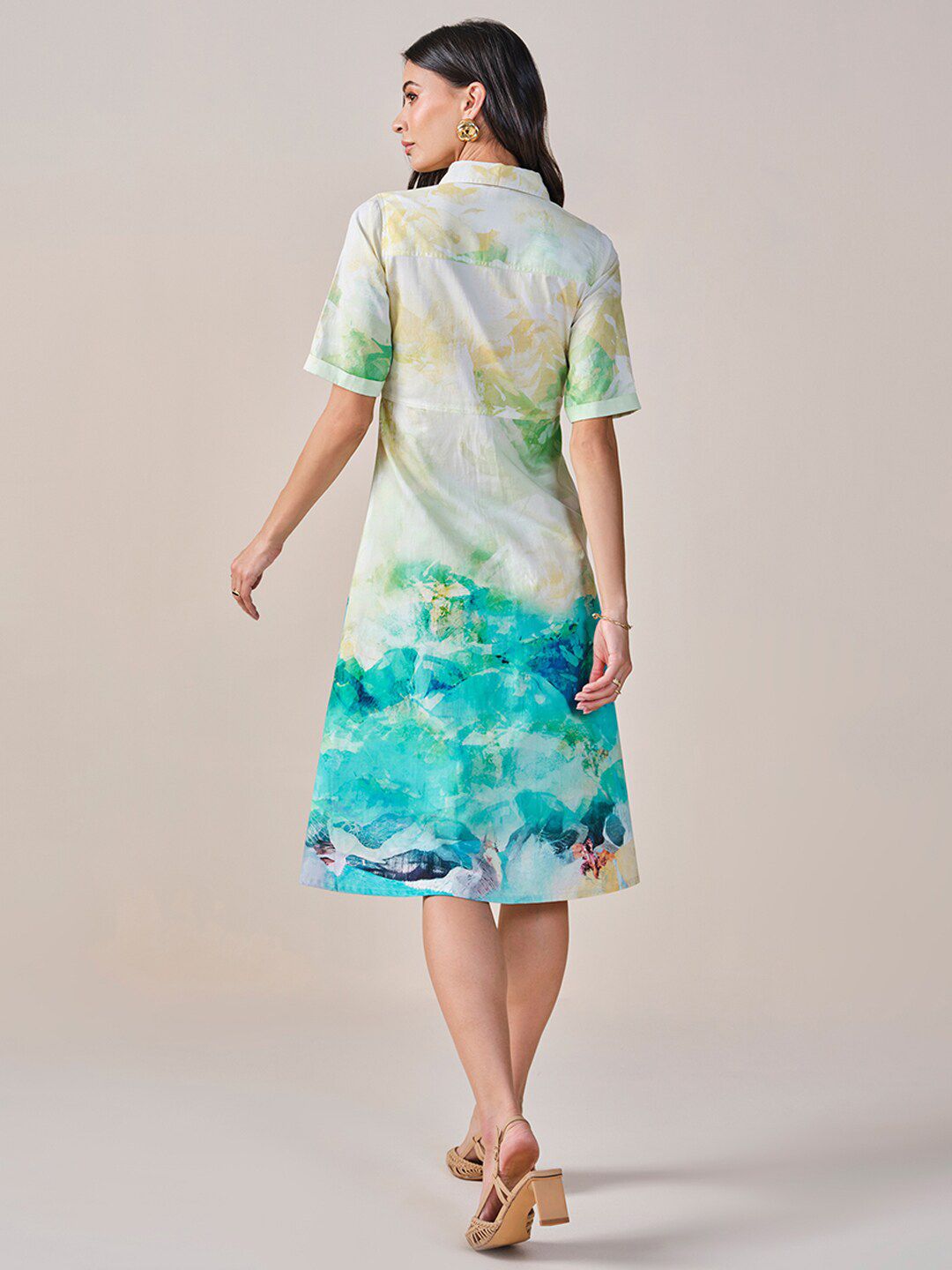 AND Tie and Dye Print Shirt Dress