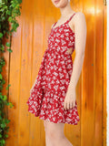 DressBerry Classy Chic Floral Printed Cut-Outs Smocked A-Line Mini Dress