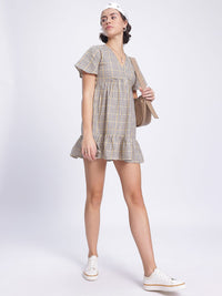 DressBerry Academia Core Checked A-Line Mini Dress