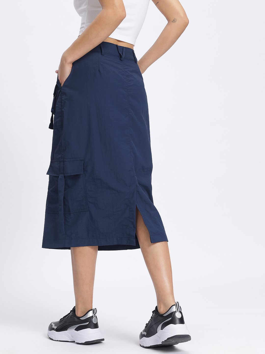 DressBerry Utility Chic Cargo-Style Midi Skirt