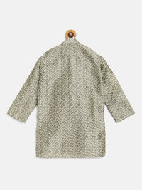 SOJANYA Boys Grey & Beige Jacquard Corak Etnik Kurta Lurus