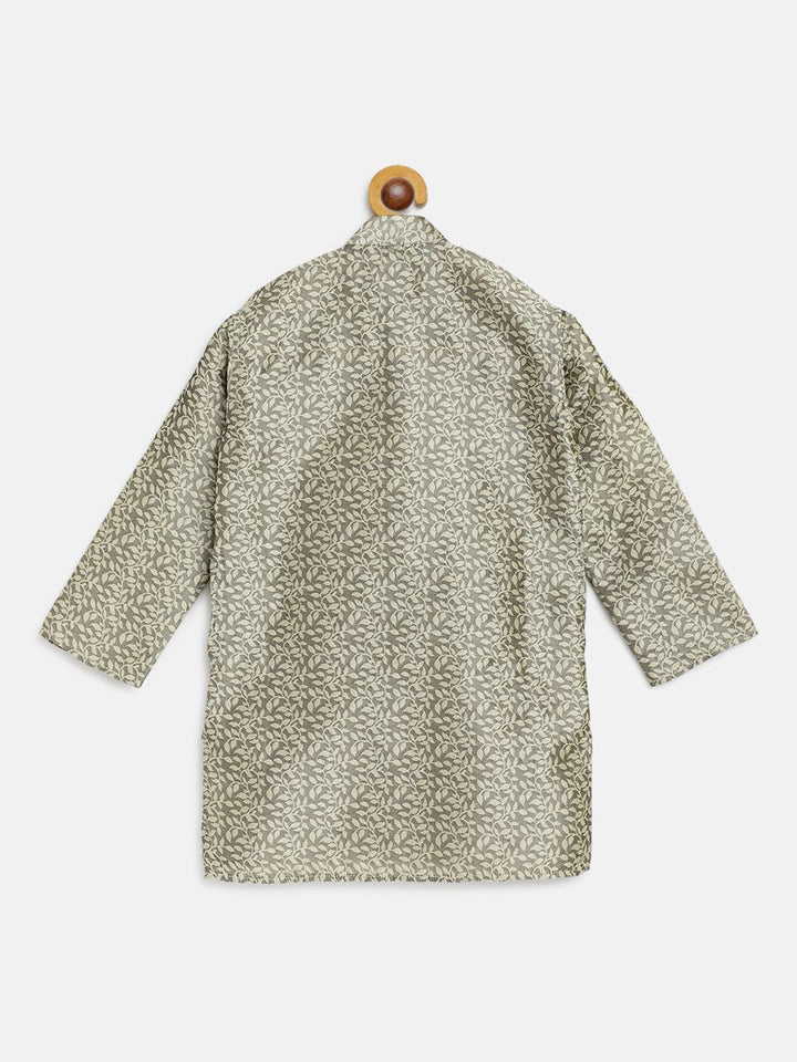 SOJANYA Boys Grey & Beige Jacquard Ethnic Patterned Straight Kurta