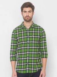 SPYKAR Men Green Tartan Checks Checked Casual Shirt