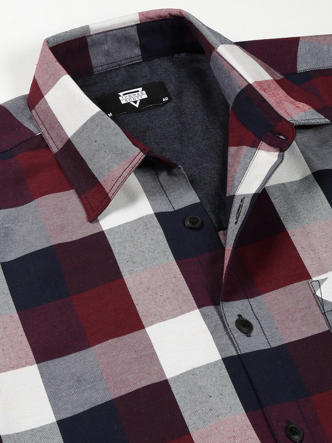 Thomas Scott Classic Tartan Checks Opaque Checked Cotton Casual Shirt - Oversized