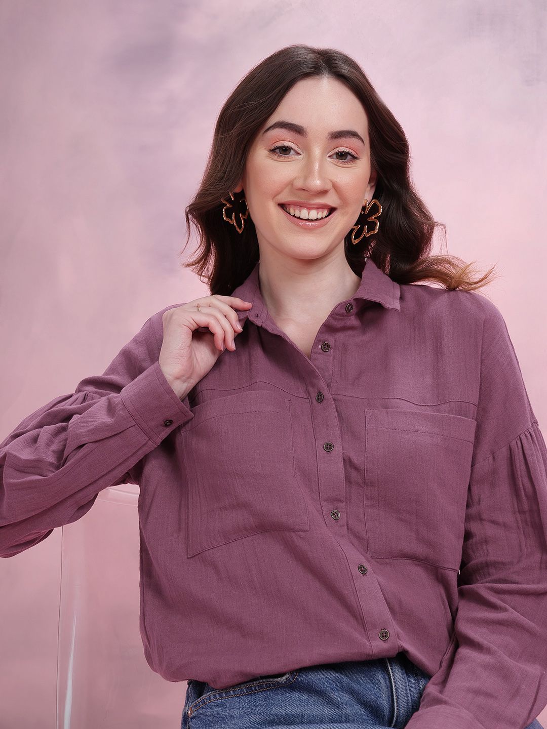 DressBerry Pocket Detail Cotton Shirt