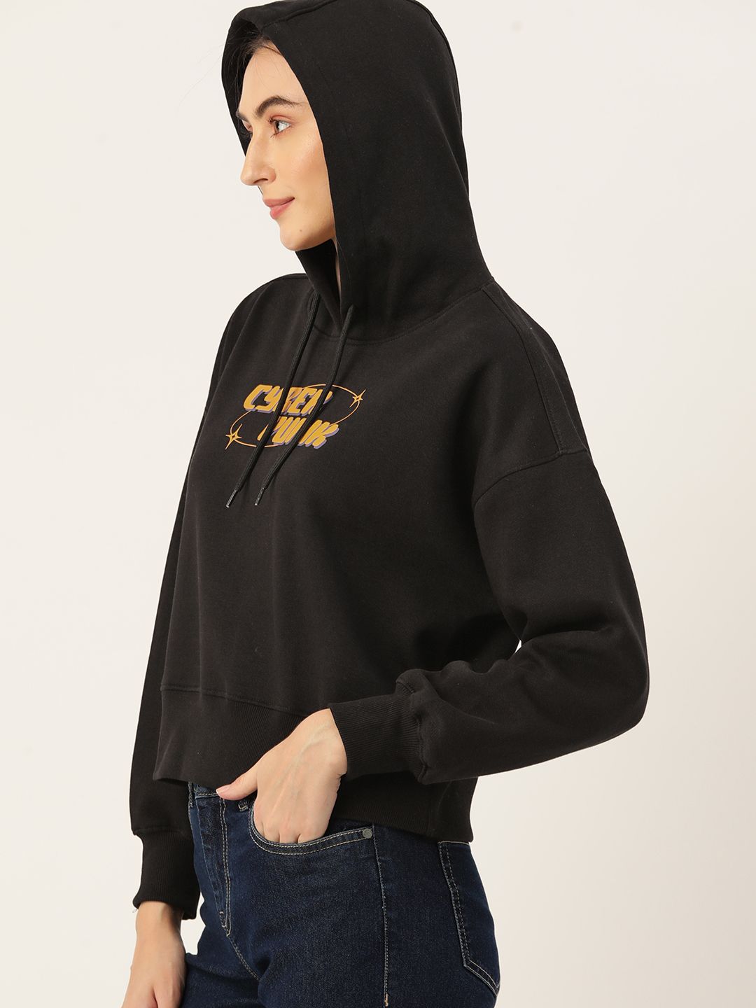 DressBerry Women Printed Hooded Sweatshirt
