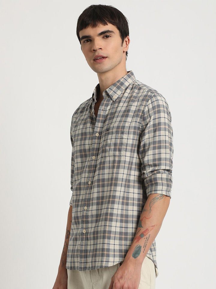 THE BEAR HOUSE Checked Slim Fit Pure Cotton Shirt