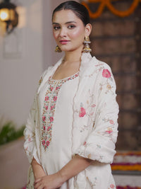 Indo Era Women Floral Embroidered Regular Thread Work Kurta with Trousers & With Dupatta