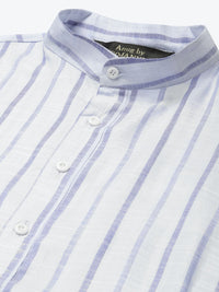 Anug by SOJANYA Men Blue Striped Kurta