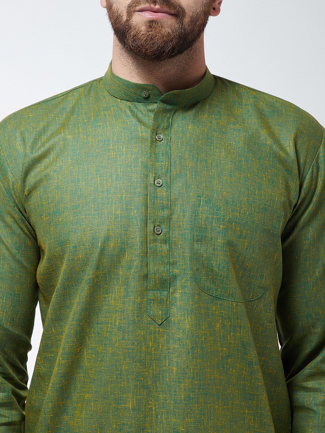 SOJANYA Lelaki Hijau Solid Kurta Lurus