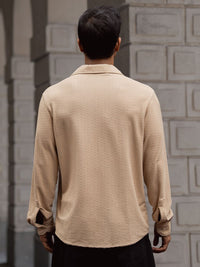 Powerlook Men Cuban Collar Textured Relaxed Fit Casual Shirt