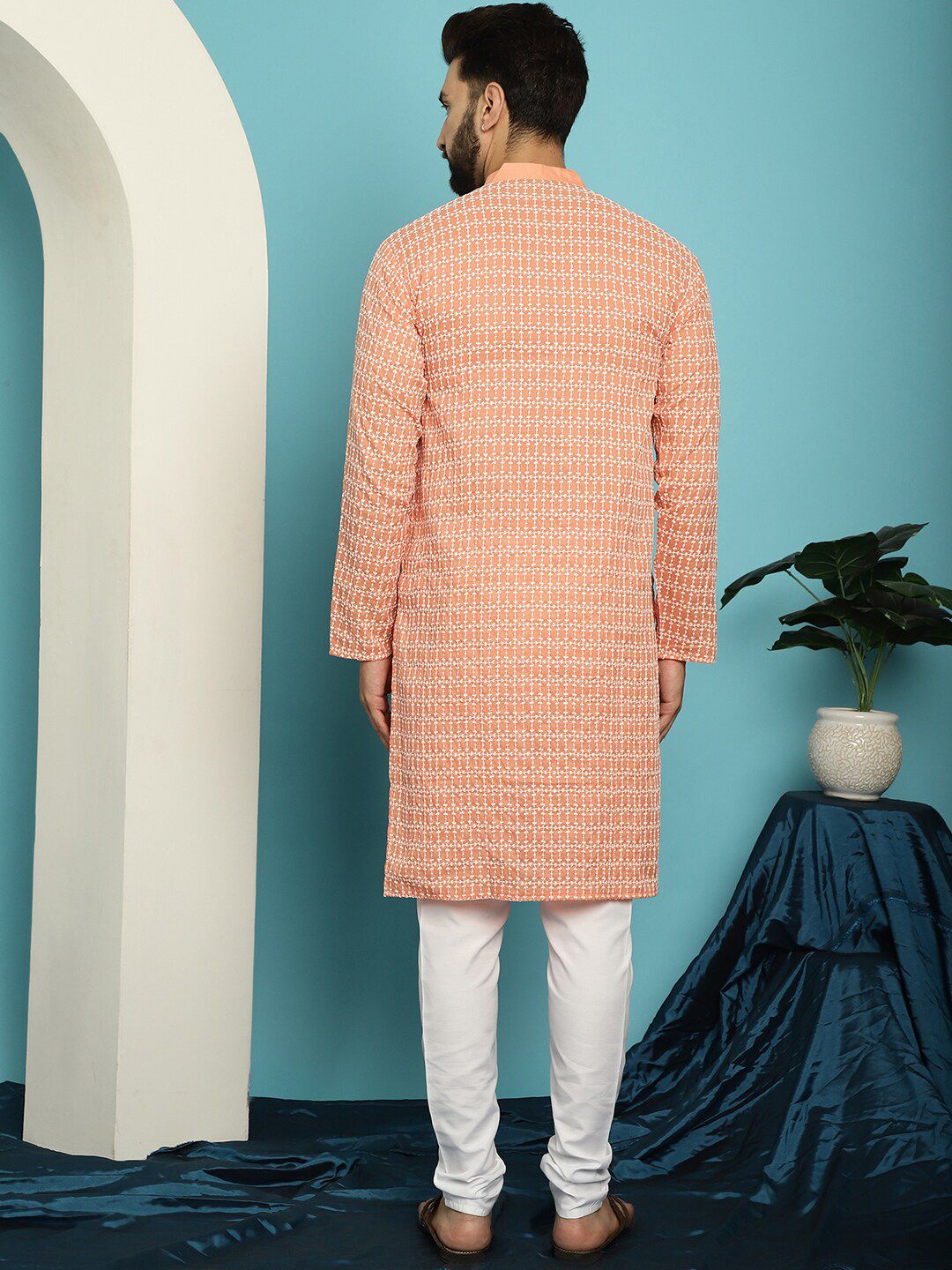 SOJANYA Embroidered Sequinned Pure Cotton Kurta with Pyjama Set