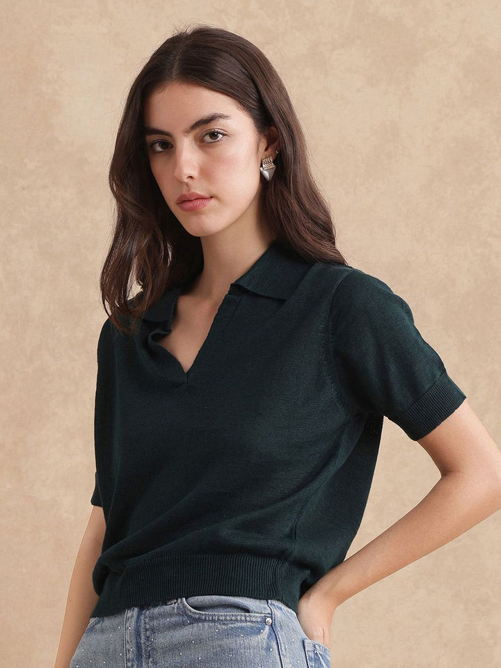 T-Shirt Kapas Kolar Polo Wanita Rareism Wanita