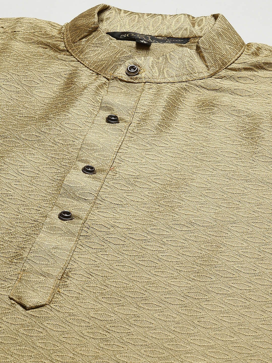 SOJANYA Men Golden Woven Design Kurta