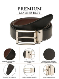 Teakwood Leathers Men Textured Leather Reversible Formal Belt