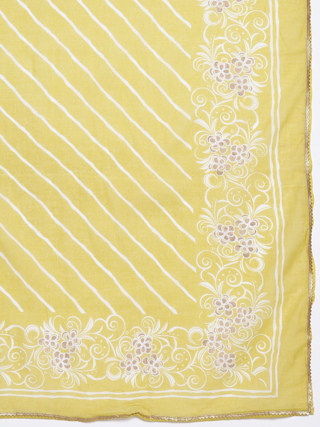 Libas Women Floral Yoke Design High Slit Pure Cotton Kurta with Palazzos & With Dupatta