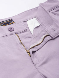 The Indian Garage Co Men Lavender Solid Smart Slim Fit Cargos Trousers