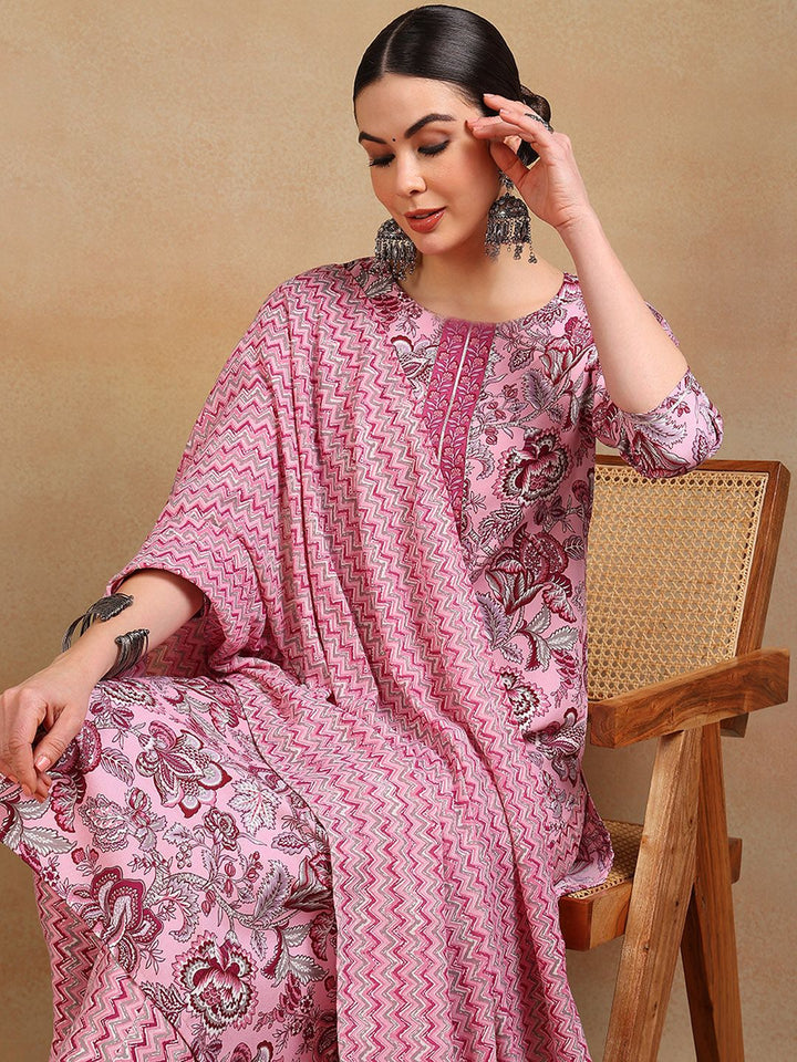 KALINI Floral Printed Gotta Patti Kurta & Trousers With Dupatta