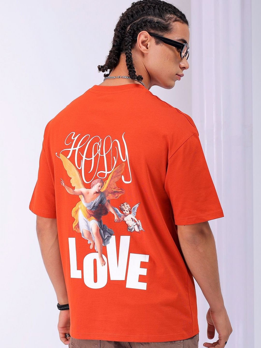 The Indian Garage Co Men Back Printed Boxy Oversized Round Neck T-shirt