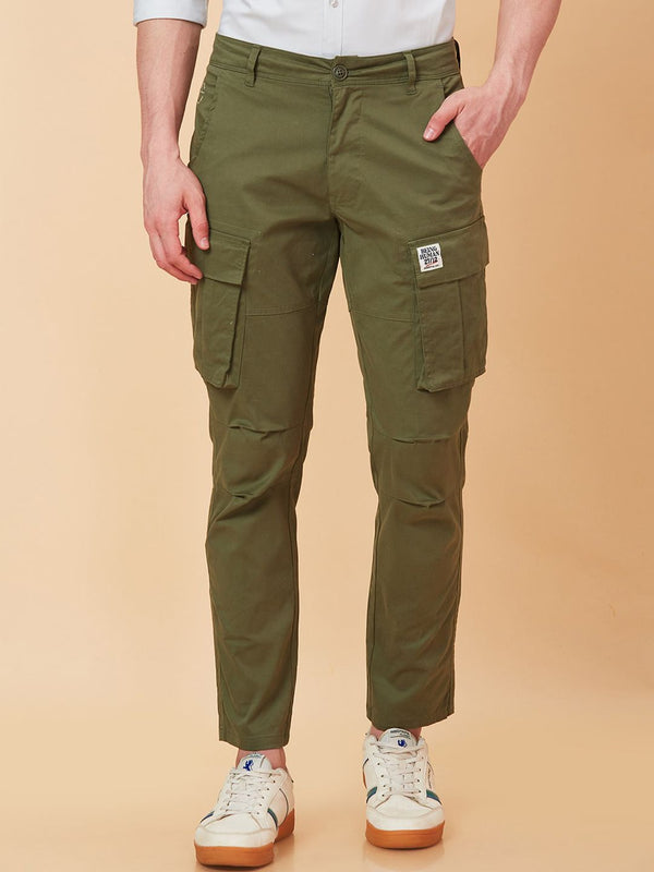 Being Human Men Mid-Rise Plain Cotton Slim Fit Cargos Trouser