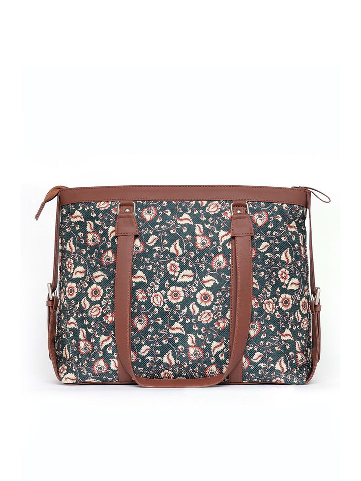 ZOUK Women Floral Printed Kalamkari Structured Laptop Shoulder Bag