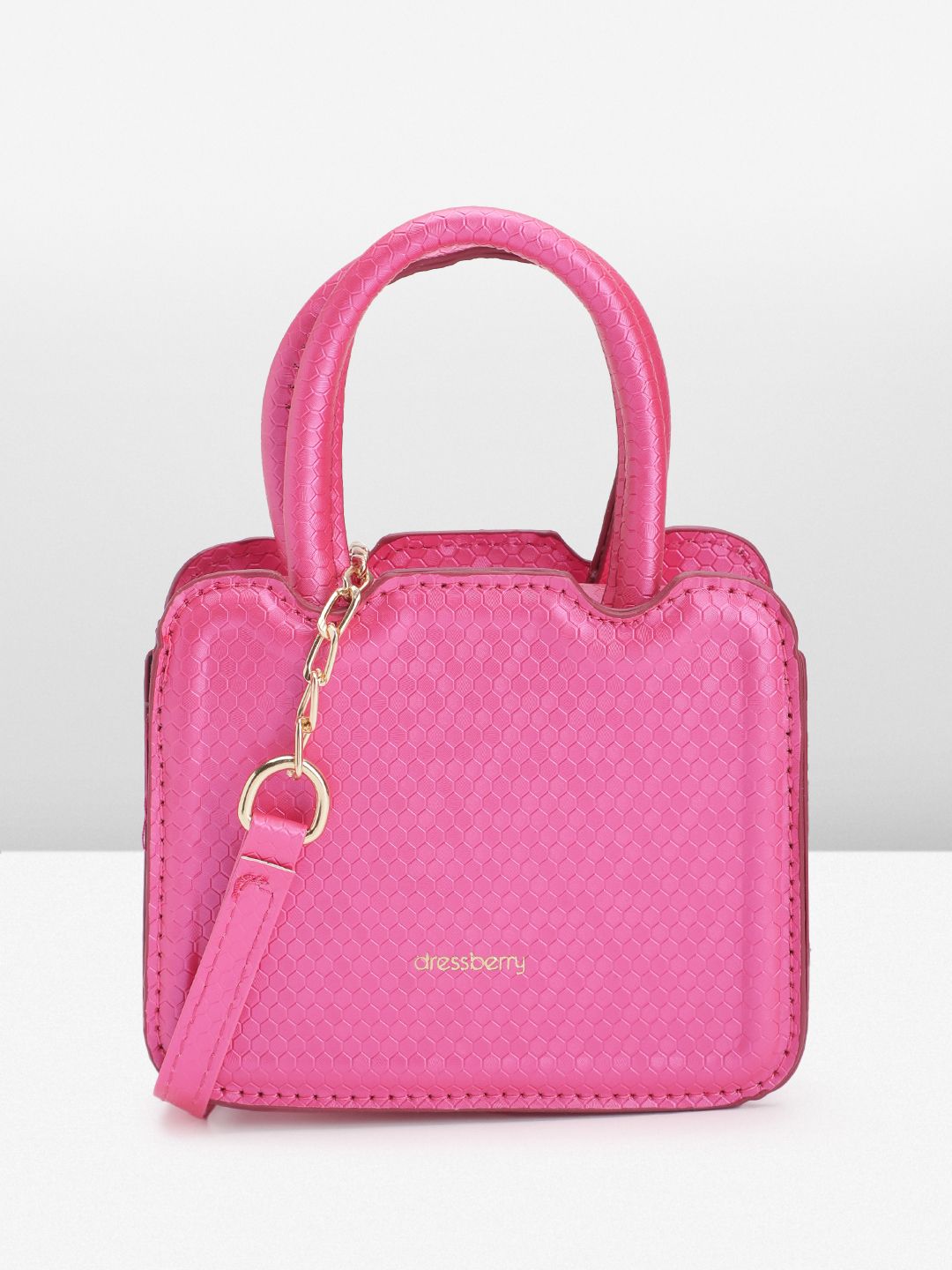 DressBerry Snake Skin Textured Structured Handheld Bag