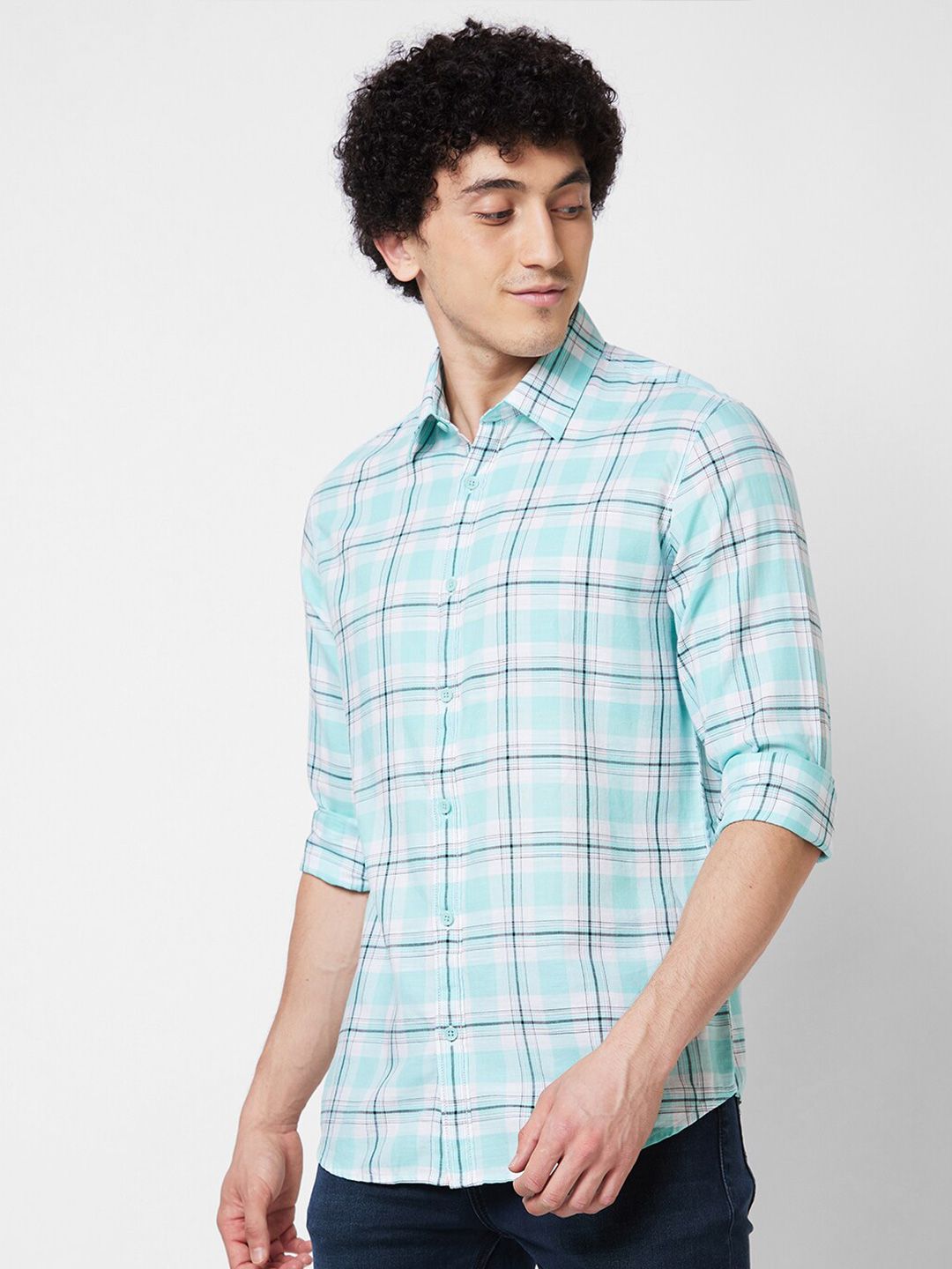 SPYKAR Men Tartan Checked Opaque Cotton Casual Shirt