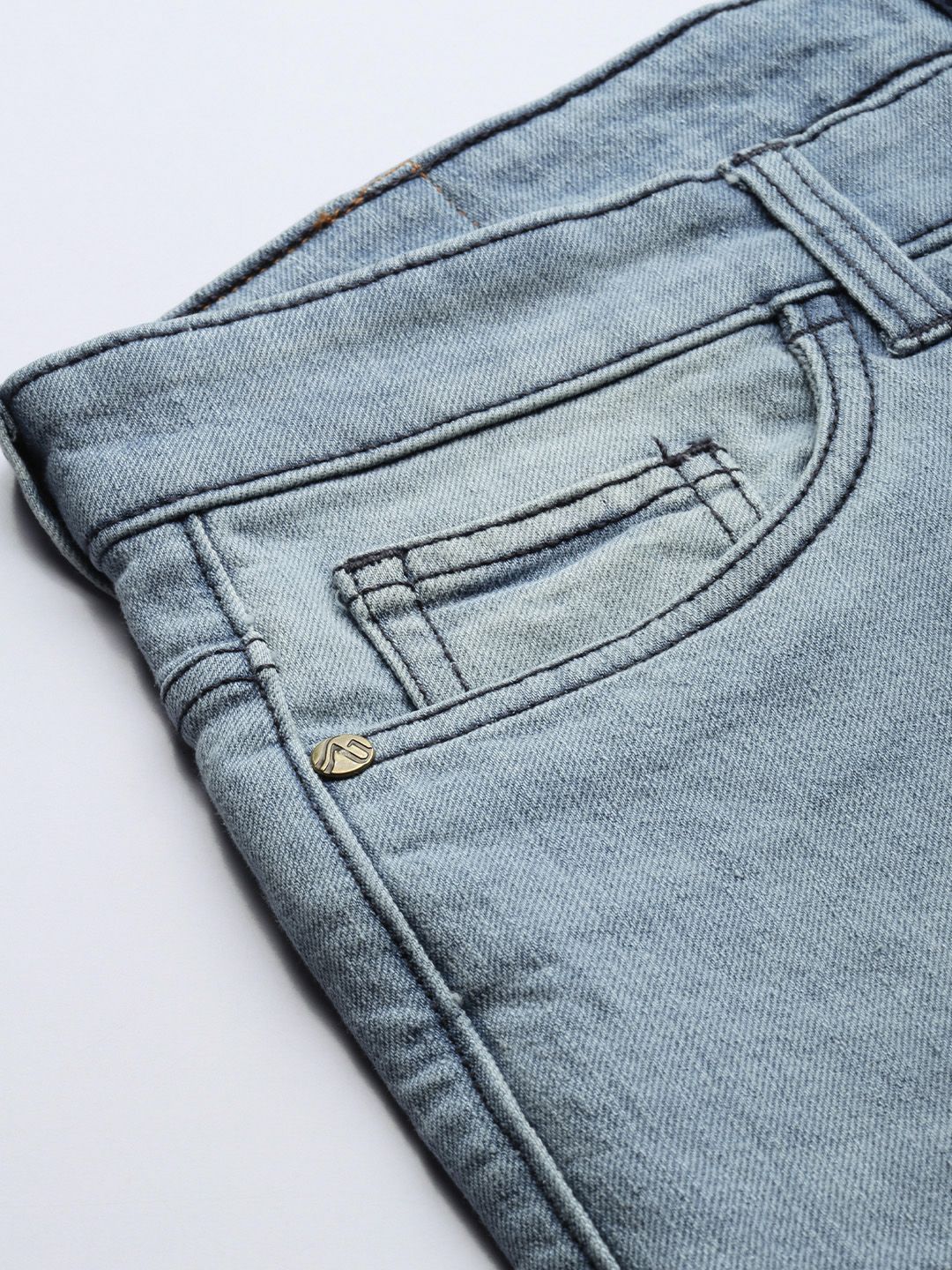 The Indian Garage Co Men Blue Slim Fit Light Fade Stretchable Jeans