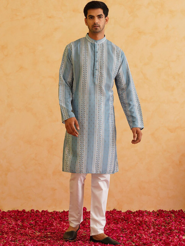 SOJANYA Striped Regular Cotton Silk Kurta with Churidar