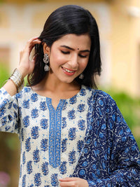 KALINI Floral Printed Gotta Patti Kurta & Trousers With Dupatta