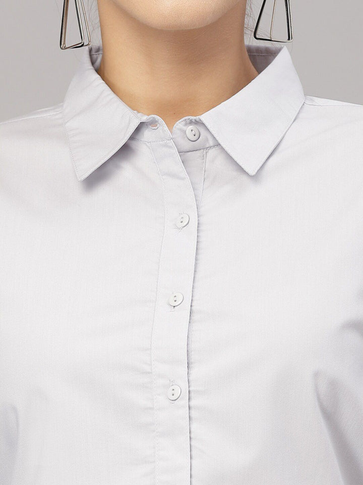 Style Quotient Women Grey Solid Classic Formal Shirt