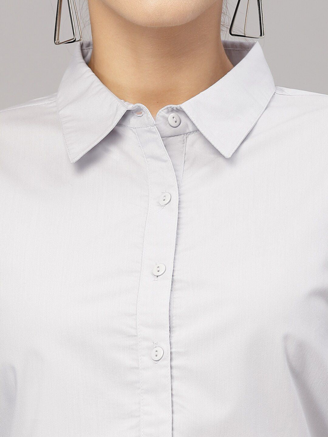 Style Quotient Women Grey Solid Classic Formal Shirt