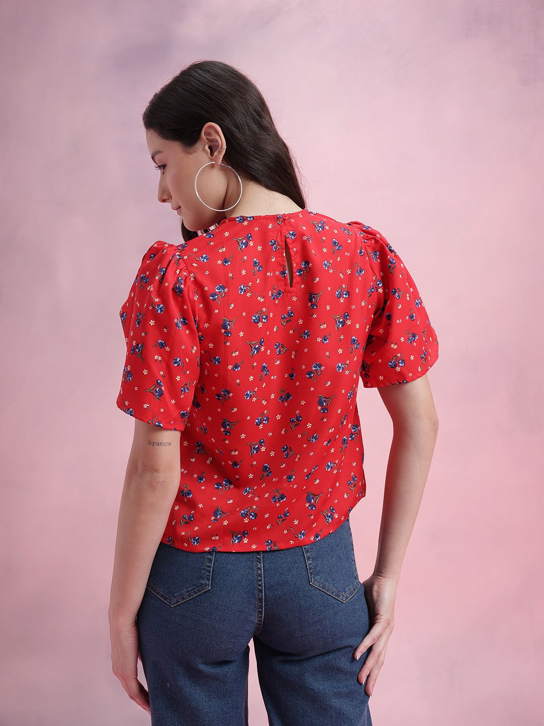DressBerry Floral Print Tulip Sleeve Top