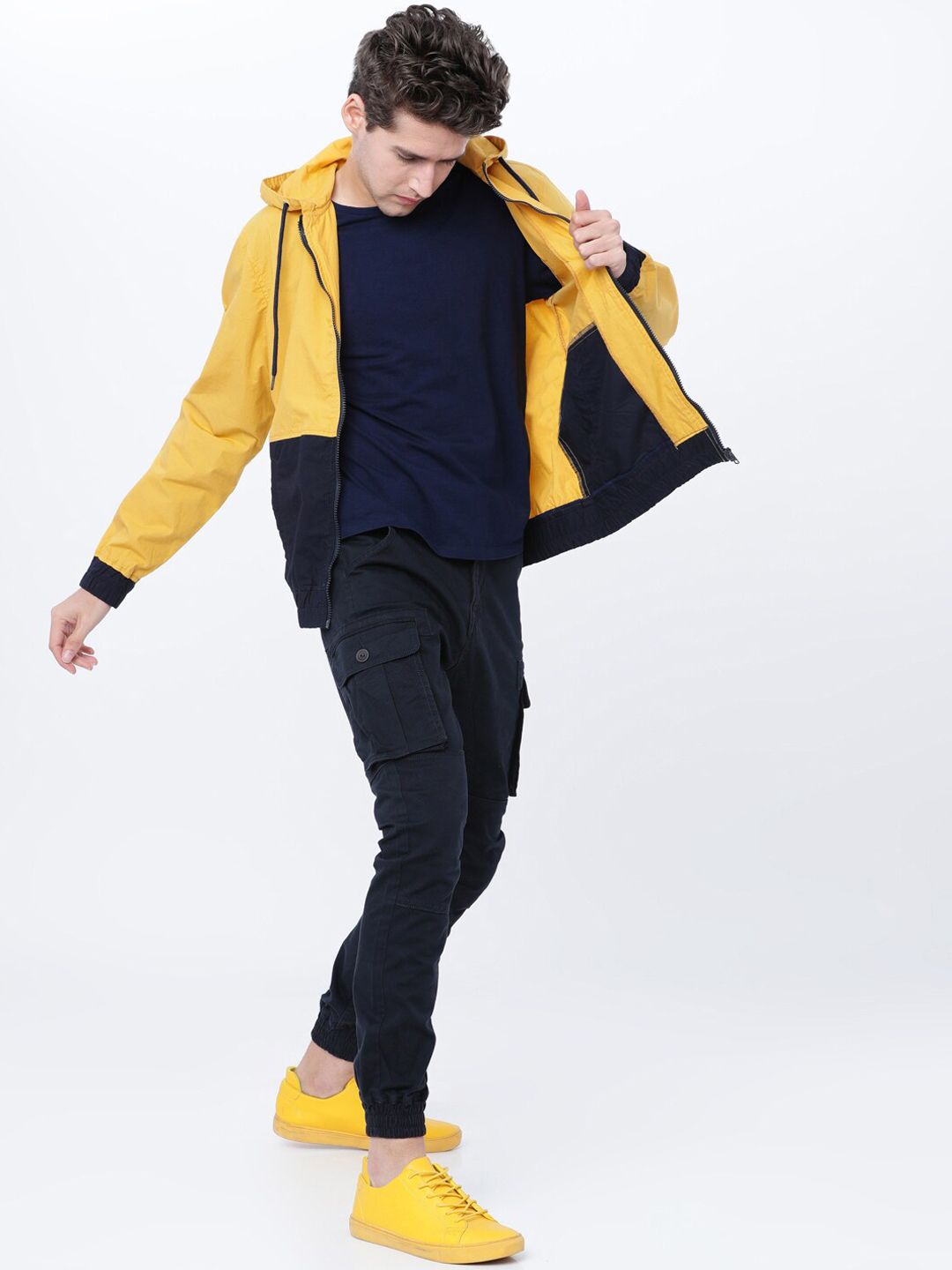 HIGHLANDER Men Mustard Striped Bomber