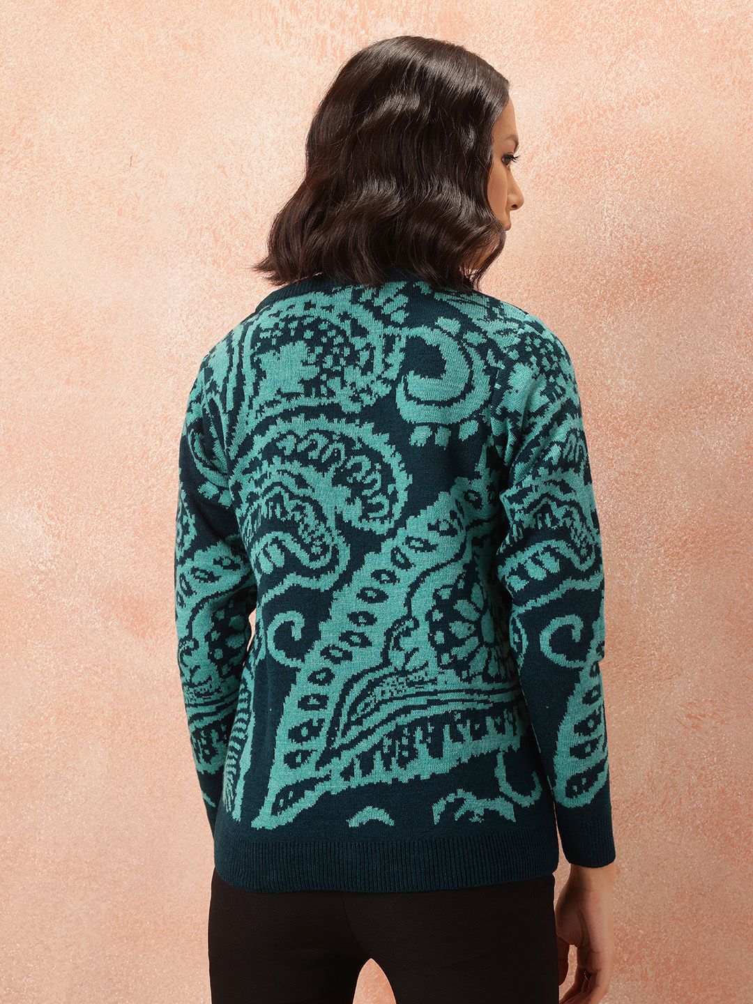 all about you Abstract Print Longline Pure Acrylic Pullover