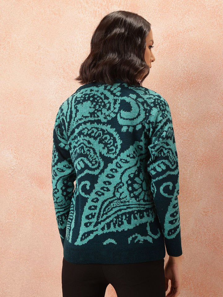 all about you Abstract Print Longline Pure Acrylic Pullover