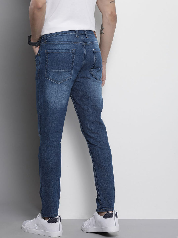 The Indian Garage Co Men Relaxed Fit Low Distress Light Fade Stretchable Jeans