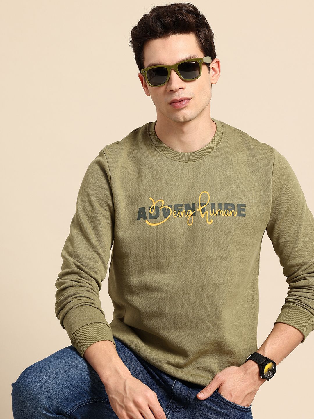 Being Human Pure Cotton Typography Printed Sweatshirt