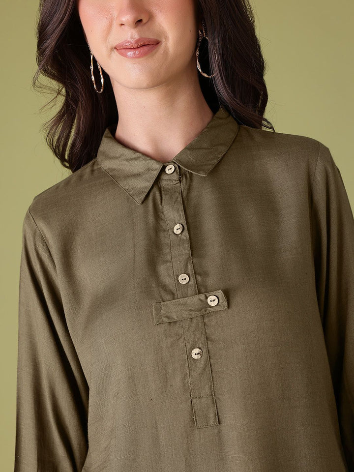 Anouk Women Shirt Collar Kurta