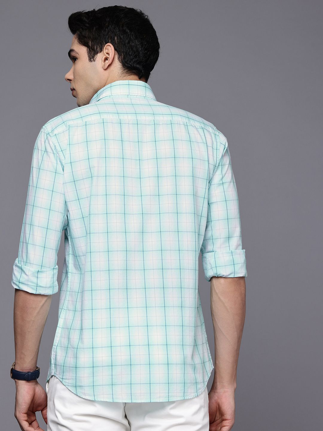 Raymond Pure Cotton Slim Fit Checked Casual Shirt