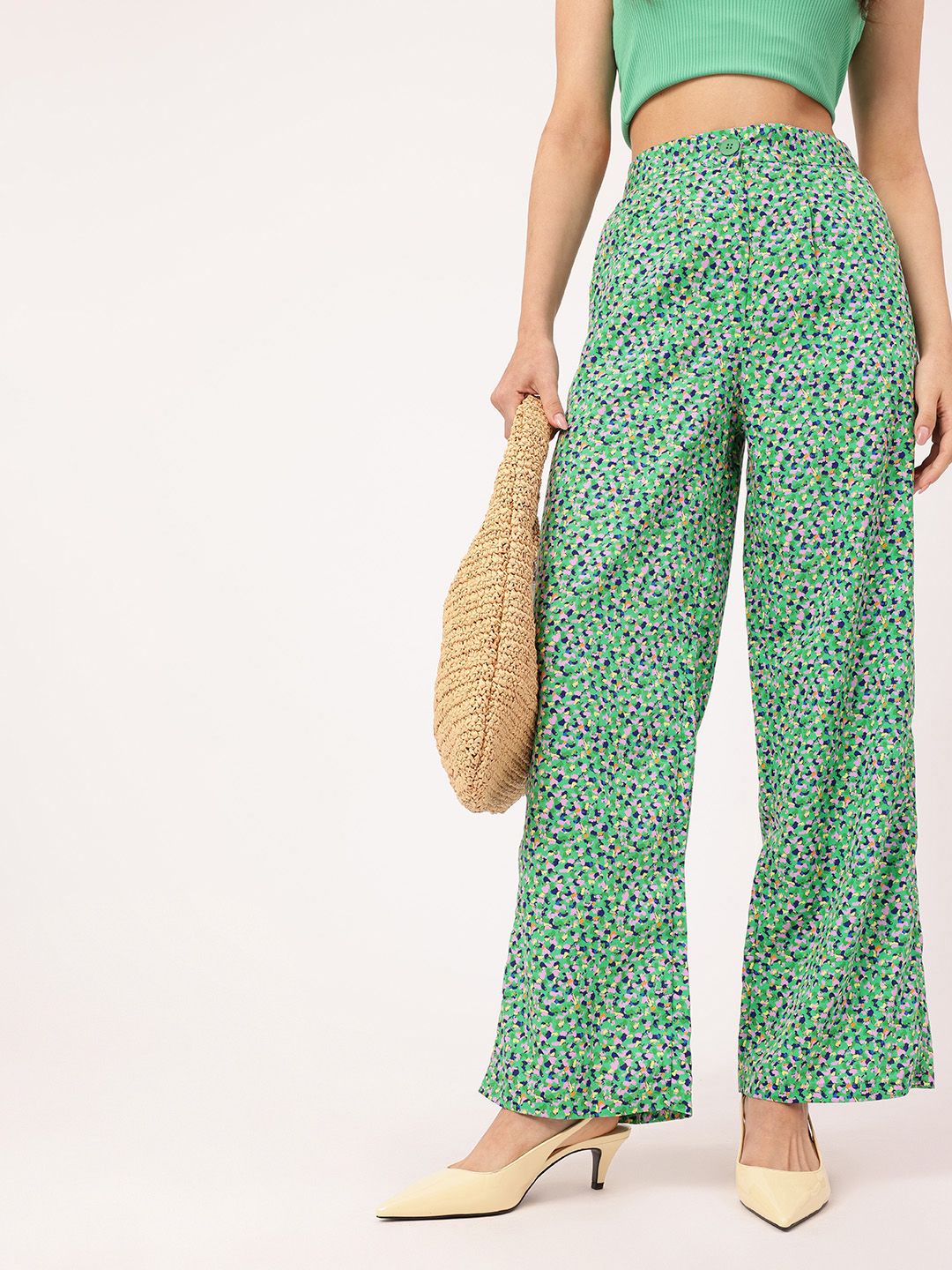 DressBerry Women Dainty Ditsy Wide Leg Trousers