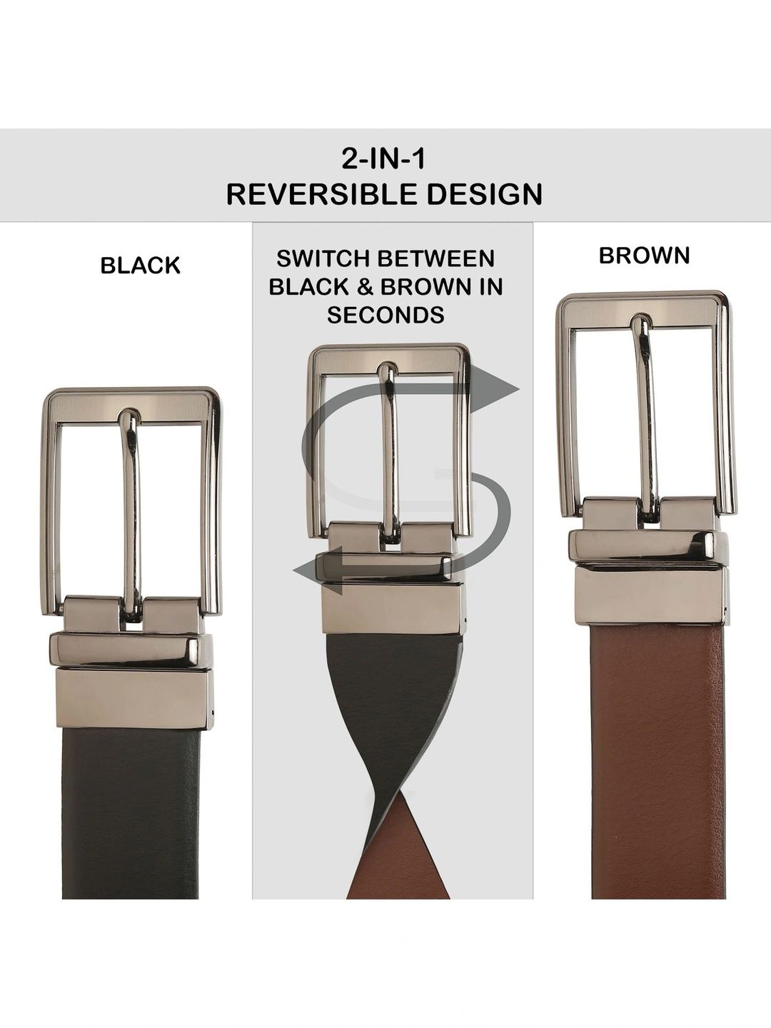 Teakwood Leathers Men Leather Reversible Formal Belt