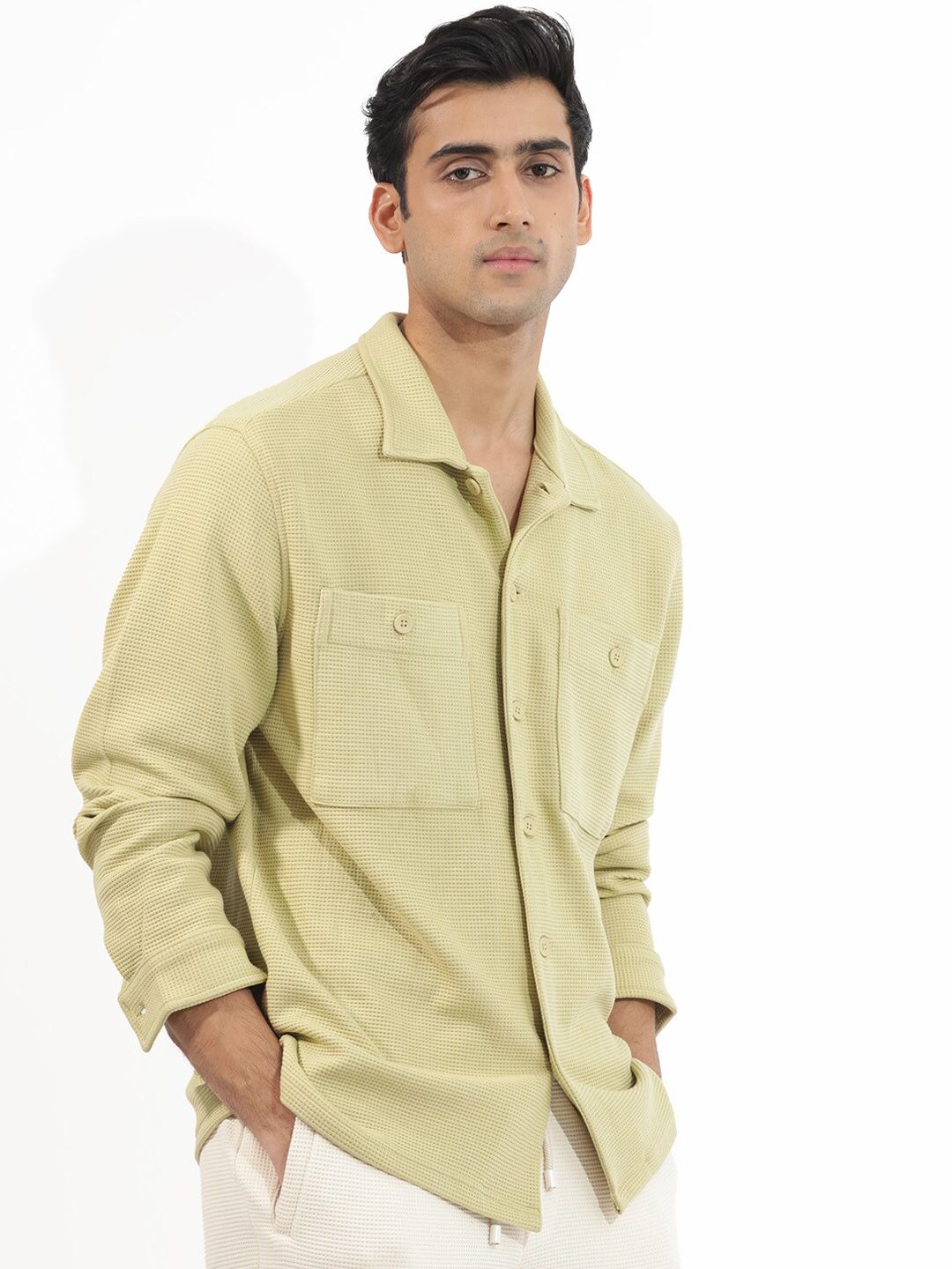 RARE RABBIT Men Elric Tailored Fit Textured Spread Collar Jacket