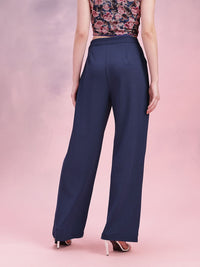 DressBerry Women Metallic Chain Detail Textured Pleated Trousers