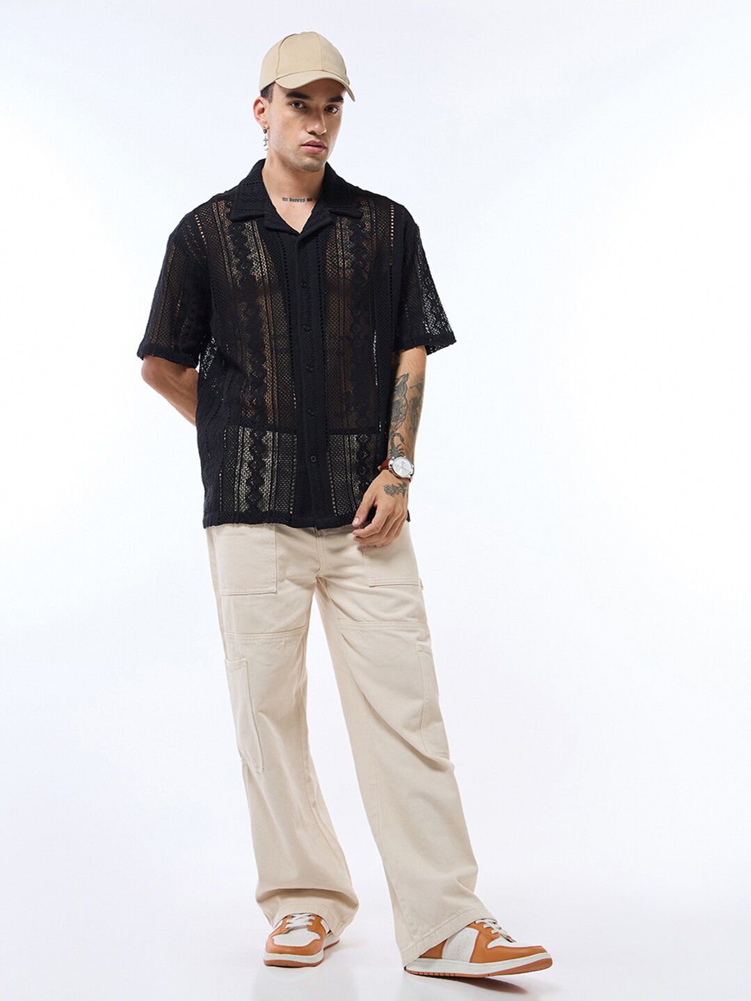 Bewakoof Men Oversized Textured Casual Shirt