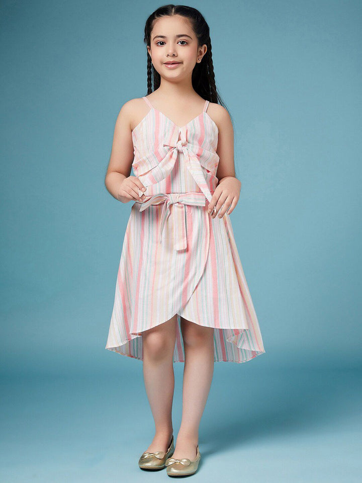 pspeaches Girls Striped  Pure Cotton Clothing Set
