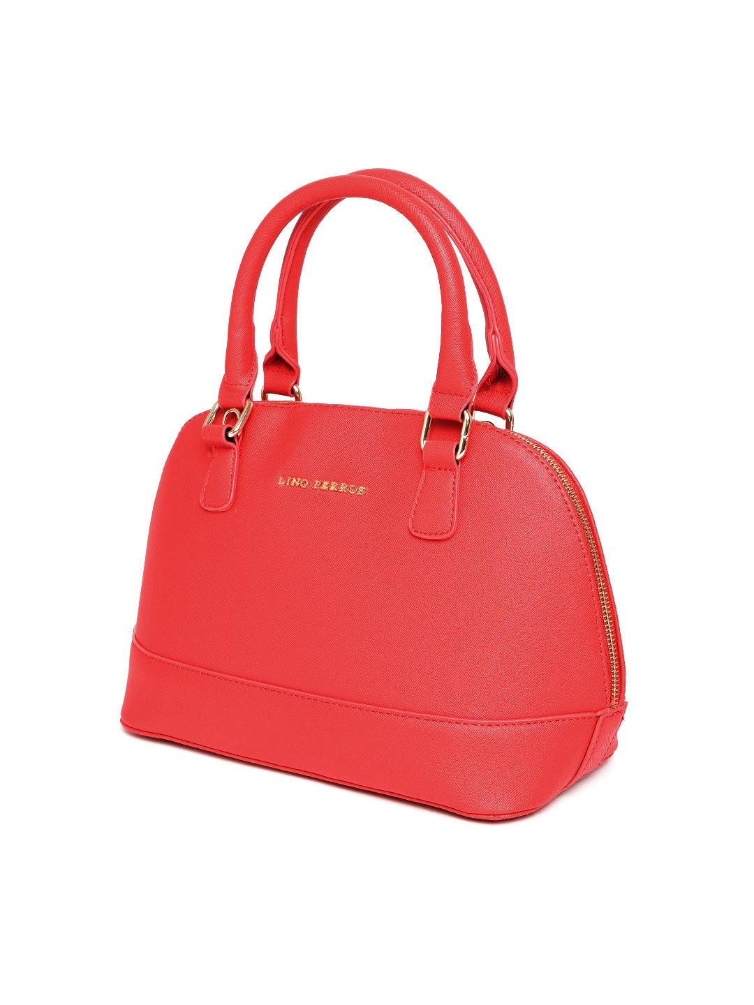 Lino Perros Red Solid Handheld Bag with Detachable Sling Strap