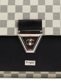 Berrylush Off White Checked Structured Sling Bag