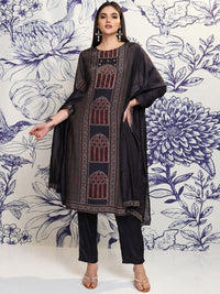 Vishudh Blue Ethnic Motifs Printed Regular Sequinned Straight Kurta Set