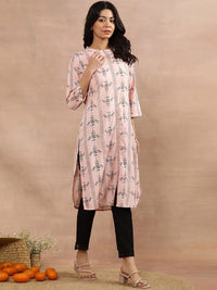 W  Floral Printed Mandarin Collar Kurta with Trousers